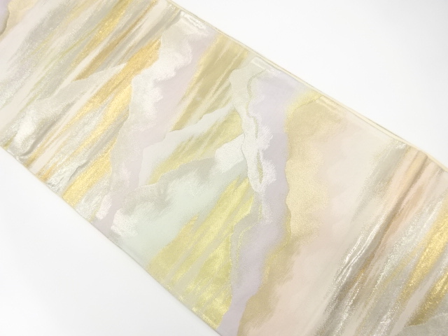 JAPANESE KIMONO / ANTIQUE FUKURO OBI / SILK / WOVEN DISTANT MOUNTAINS